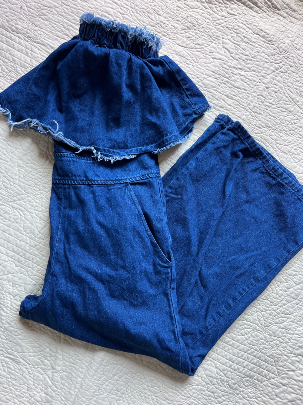 J.O.A. Flounce Denim Jumpsuit